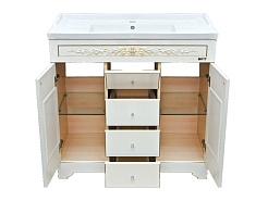 Misty Мебель для ванной Milano 80 белая патина/декор – фотография-4