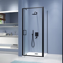 RGW Душевой уголок Stilvoll SV-145B (SV-05B + Z-050-2B) 80x100 профиль черный стекло прозрачное – фотография-3