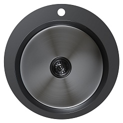 Mixline Мойка настольный монтаж D50 (3,0) выпуск 3 1/2 круглая чёрный графит – фотография-2