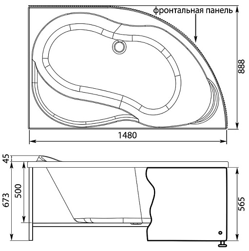 Aquanet Экран для ванны Graciosa R черный – фотография-4