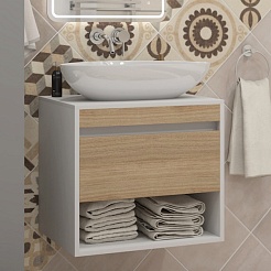 Teymi Тумба с раковиной Ritta 55 Ellie 60 подвесная белый/дуб – фотография-3