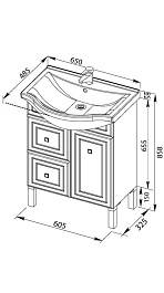 Aquanet Тумба с раковиной "Стайл 65" с ящиками – фотография-5