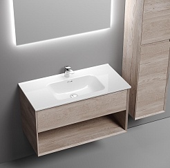 Sancos Тумба с раковиной Marmi 1.0 90 дуб галифакс натуральный раковина Element 91 CN7002 – фотография-2