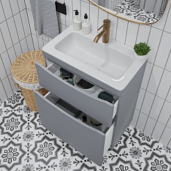 Vivon Тумба под раковину Ostin 60 напольная серая матовая – фотография-8