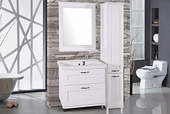 ASB-Woodline Мебель для ванной Прато 70 белый/патина серебро, массив ясеня – фотография-8