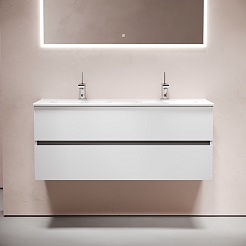 Sancos Тумба с раковиной Urban 120-2 белый глянец раковина Element 121-2 CN7004 – фотография-2