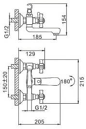 Frap Смеситель для ванны с душем H24 F3024 хром – фотография-4