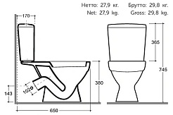 Керамин Унитаз-компакт Толедо двухрежимный сиденье дюропласт 4810531150909 – фотография-4