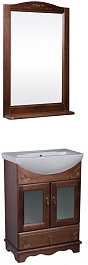 Bas Мебель для ванной Варна 75 орех, вставки стекло, ящик, зеркало – фотография-1