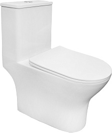 Azario Унитаз-моноблок Terni AZ-8618T безободковый с бачком с сиденьем микролифт белый – фотография-3