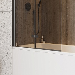 Teymi Шторка на ванну Anni 100x140 профиль черный матовый стекло тонированное – фотография-8