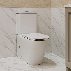 Azario Унитаз-компакт Quadro AZ-2175 безободковый с бачком с сиденьем микролифт белый – фотография-2