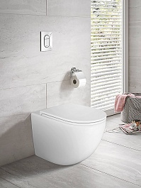 Azario Унитаз приставной Grado AZ-2141D-UQ1 безободковый с сиденьем микролифт белый – фотография-2