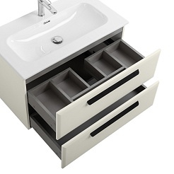 Cezares Тумба с раковиной Eco Cer-N 80 брашированная альпака CZR-8073-80 ручки матовые чёрные – фотография-3