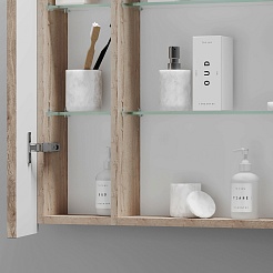 Sancos Зеркало-шкаф Mirror 80 с подсветкой MI80EG дуб галифакс натуральный – фотография-7