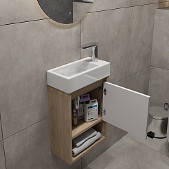 Teymi Тумба с раковиной Nura 37 R подвесная дуб/белый – фотография-4