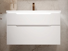 Jorno Тумба с раковиной Puro 100 белая подвесная