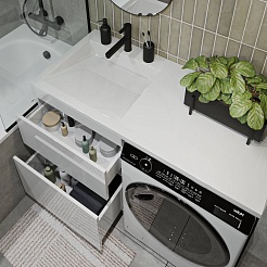 Vivon Тумба под раковину над стиральной машиной Harper 120 напольная белый глянец – фотография-15