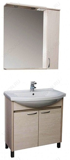 Aquanet Зеркальный шкаф "Донна 80" беленый дуб – фотография-2