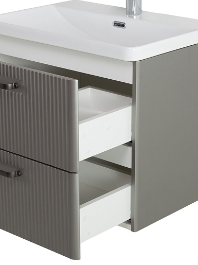 BelBagno Тумба с раковиной Due 60 подвесная Сатин ручки Матовый тёмный никель – фотография-8