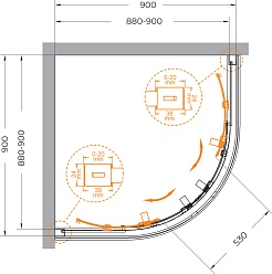 Cezares Душевой уголок Relax 304 RELAX-304-R-2-90-C-BORO 90x90 профиль брашированное золото стекло прозрачное – фотография-8