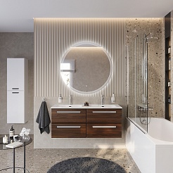 Cezares Тумба с раковиной Eco Cer-N 120 с 4 ящиками орех шоколад софт CZR-8073-120-2 ручки серые – фотография-3