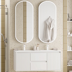 Brevita Мебель для ванной с двойной раковиной Wine 120 подвесная белая – фотография-1