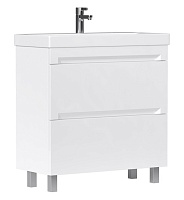 Equil Тумба с раковиной Corner 80 2 ящика напольная белая