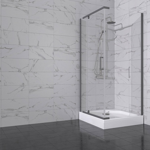 Triton Душевой уголок Терра-Графит 90x90 стекло прозрачное профиль графит с поддоном – картинка-3