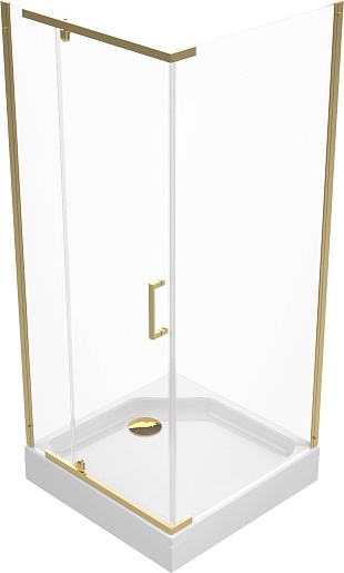 Triton Душевой уголок Терра-Голд 90x90 стекло прозрачное профиль золото с поддоном – фотография-2