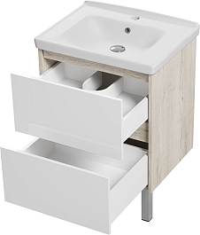 Misty Тумба с раковиной Мускат 60 дуб галифакс белый/белая – фотография-8