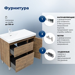 Aquanet Тумба с раковиной Nova Lite 2.0 90 L дуб рустикальный – фотография-25