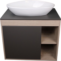 Teymi Тумба с раковиной Nura 80 Ellie 60 подвесная дуб/графит – фотография-2