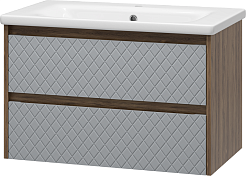 Brevita Тумба под раковину Chester 80 подвесная серый/дуб чарльстон темно-коричневый – фотография-3