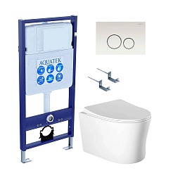 Aquatek Унитаз подвесной Ника AQ2009-00 в комплекте с инсталляцией Standard INS-0000012 с клавишей смыва KDI-0000015 белая и крепления KKI-0000002 – фотография-1