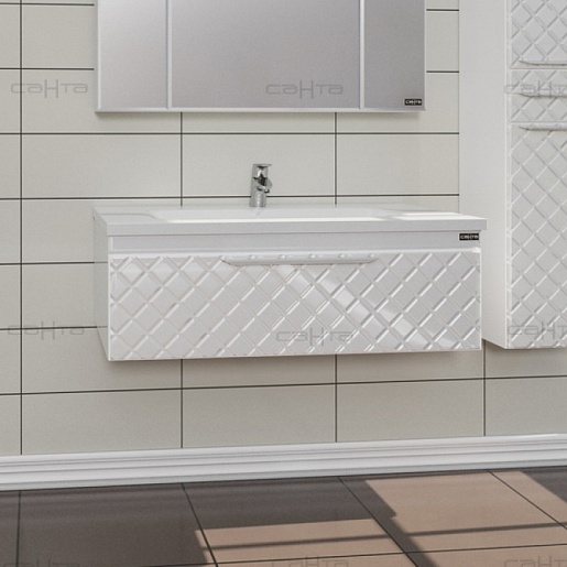 СанТа Мебель для ванной Калипсо 100 подвесная, зеркало-шкаф – фотография-2