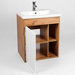 Viant Тумба под раковину Бостон 70 подвесная белая/дуб вотан – фотография-4