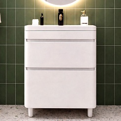 Vivon Тумба с раковиной Atwood 60 напольная белая матовая – фотография-1