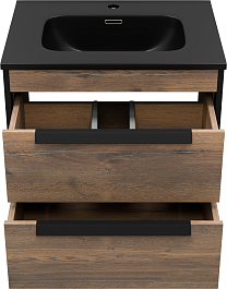 Brevita Тумба под раковину Monsour 60 подвесная дуб галифакс олово/черный кварц – фотография-3