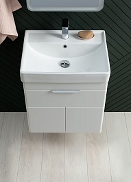 Aquanet Тумба с раковиной Ирис New 60 подвесная белая глянцевая – фотография-10