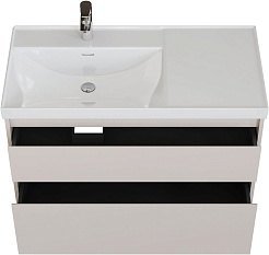 Aquanet Мебель для ванной Nova Lite 2.0 90 L подвесная бежевая матовая – фотография-6
