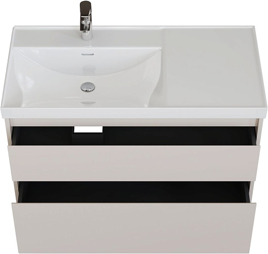 Aquanet Мебель для ванной Nova Lite 2.0 90 L подвесная бежевая матовая – фотография-6