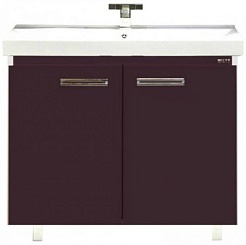 Misty Тумба для умывальника Джулия QVATRO 90 прямая бордовая – фотография-1