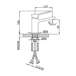 Frap Смеситель для раковины H61 F1061-3 золотой сатин – фотография-2