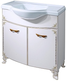 Какса-а Тумба с раковиной Классик-Д 80 белый/золото – фотография-1