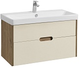 Акватон Тумба с раковиной Оливия 90 Бежевый/Дуб веллингтон
