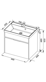 Aquanet Тумба с раковиной "Латина 70" черная 1 ящик (180001) – фотография-2