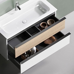 Sancos Тумба с раковиной Delta 100 дуб светлый/белый раковина Grace 101 CN7013 – фотография-11