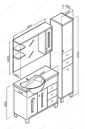 Бриклаер Мебель для ванной Бали 90 L венге – картинка-7