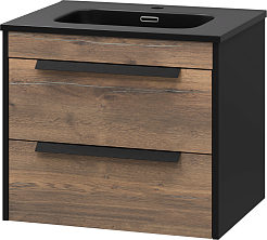 Brevita Тумба под раковину Monsour 60 подвесная дуб галифакс олово/черный кварц – фотография-2